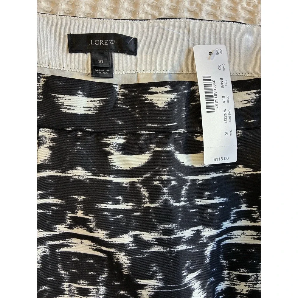 J. Crew NWT blurred‎ ikat pleated printed skirt B4435 Black/white size 10